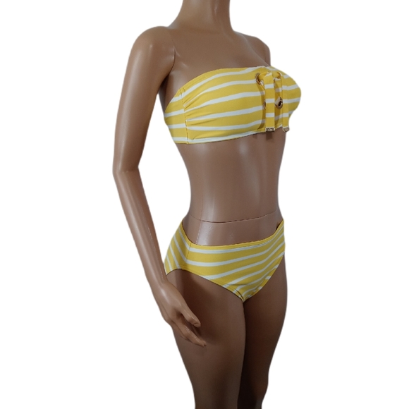 Michael Kors Striped 2pc BikiniFront Lace Up Stra - Picture 4 of 5